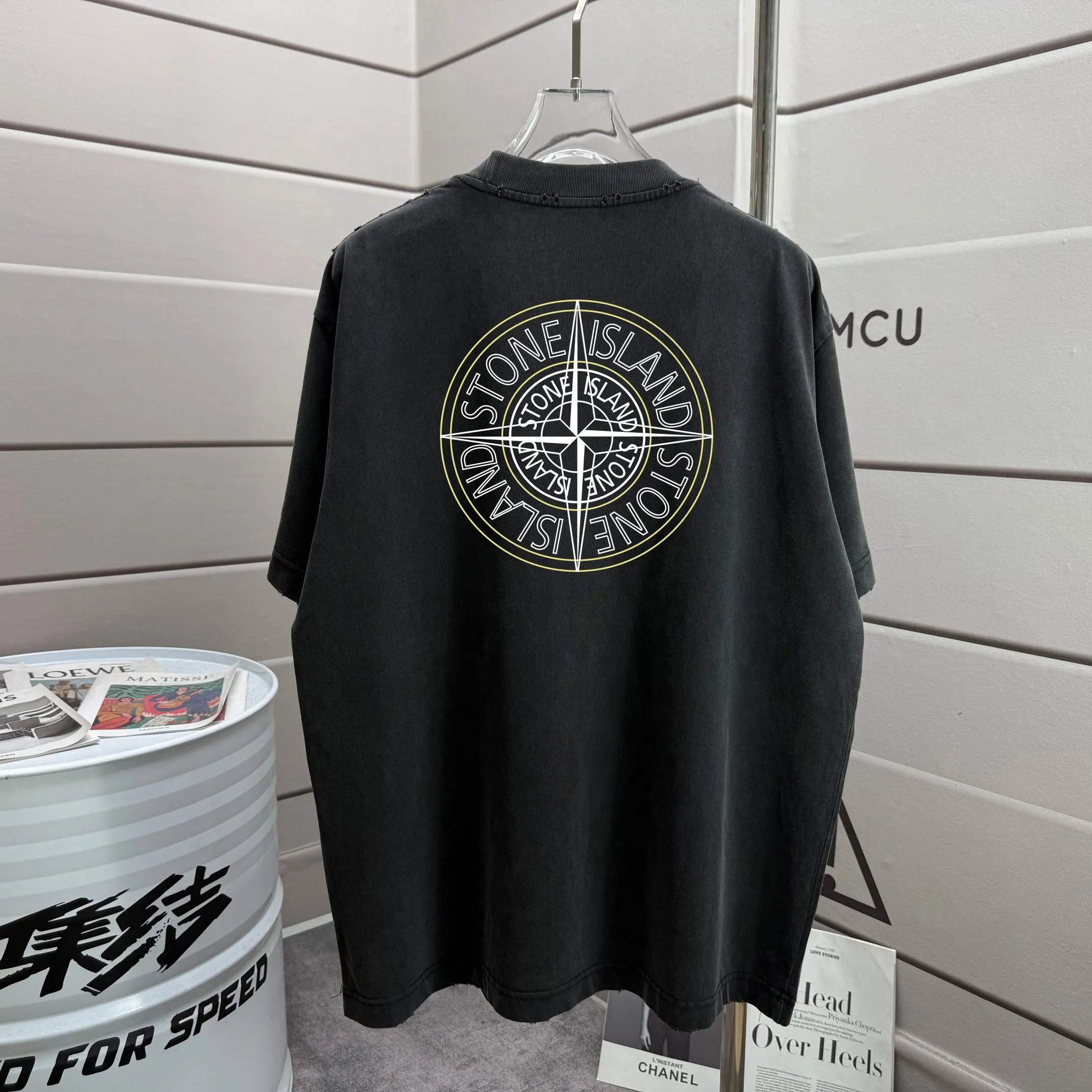 P160 Ston* islan* 石*岛 2025 autumn and winter new style, washed and worn 320g round neck short-sleeved tee, loose version for men and women, color: washed black, washed white, washed gray, washed brown gray Size: S M L XL XXL Size: S (90-130 catties) M (120-150 catties) L (140-165 catties) (160-180 catties) XXL (180-210 catties)